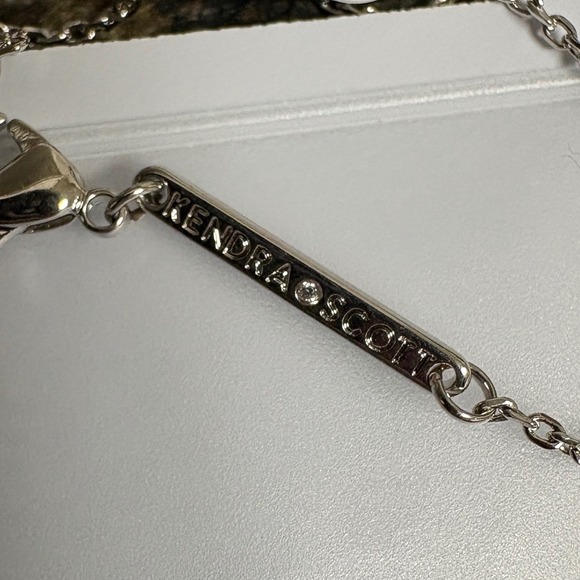 Kendra Scott Cross Pendant Necklace Rhodium White Crystal Silver Tone New - Picture 7 of 7